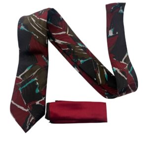TSH Burgundy Abstract Pattern Tie Set