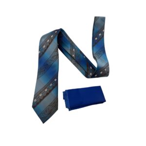 TSH Blue Gradient Floral Stripe Tie Set