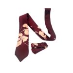TSH Deep Wine Floral tie Set