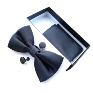 TSH 3in1 plain black bow tie