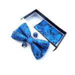 Royal Blue Paisley Bow Tie Set for Men