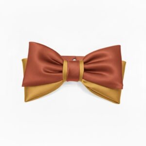 Two-Tone Satin Bow Tie: Brown & Gold Formal Accessory