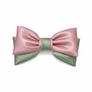 Two-Tone Satin Bow Tie - Pink & Sage Green Accessory
