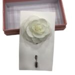 Cream Fabric Flower Lapel Pin Boutonniere with Gift Box 1 Cream Fabric Flower Lapel Pin Boutonniere with Gift Box