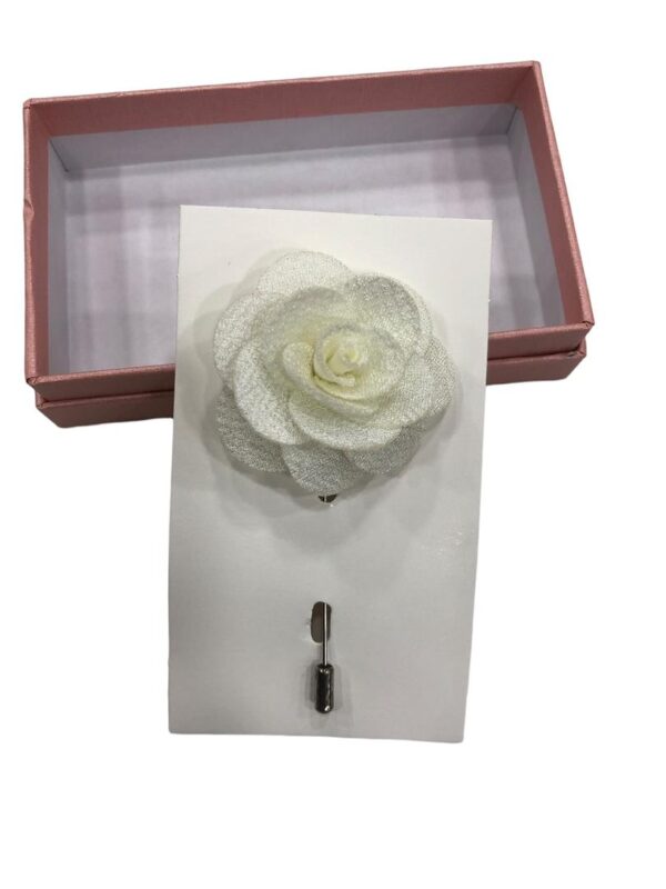 Cream Fabric Flower Lapel Pin Boutonniere with Gift Box