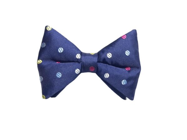 1775332985323-wnxses4zwbd.jpg Navy Blue Polka Dot Bow Tie for Men - Fun & Stylish Accessory