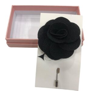 Black Fabric Flower Lapel Pin Brooch for Suits & Jackets