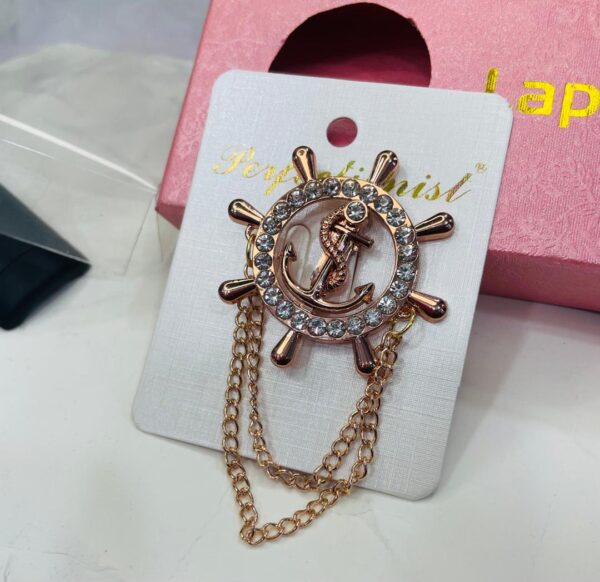 1775333064143-23cajhqjsfa.jpg Nautical Rose Gold Brooch Pin with Anchor & Rhinestones