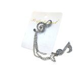 Crystal Music Note Brooch Pin with Chain - Treble Clef 1 Crystal Music Note Brooch Pin with Chain - Treble Clef