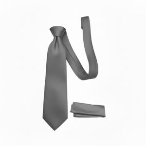 Matte Grey Satin Formal Necktie & Pocket Square Set
