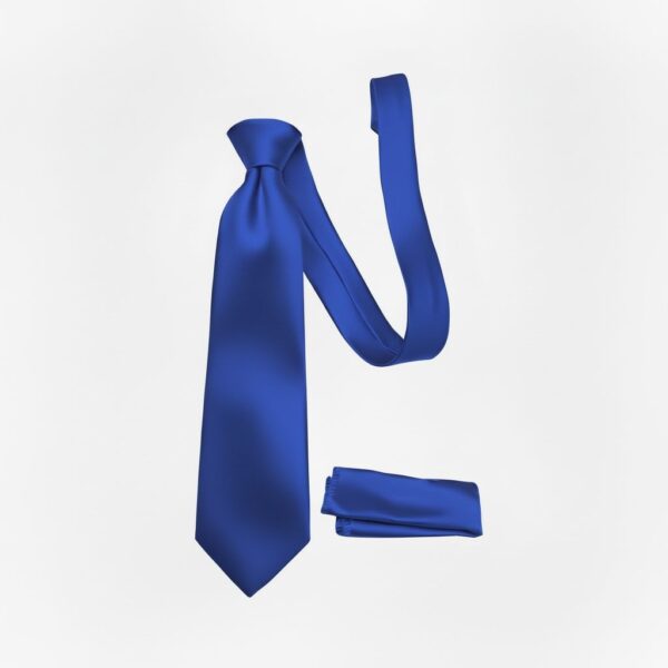 Royal Blue Satin Tie & Pocket Square Set for Men