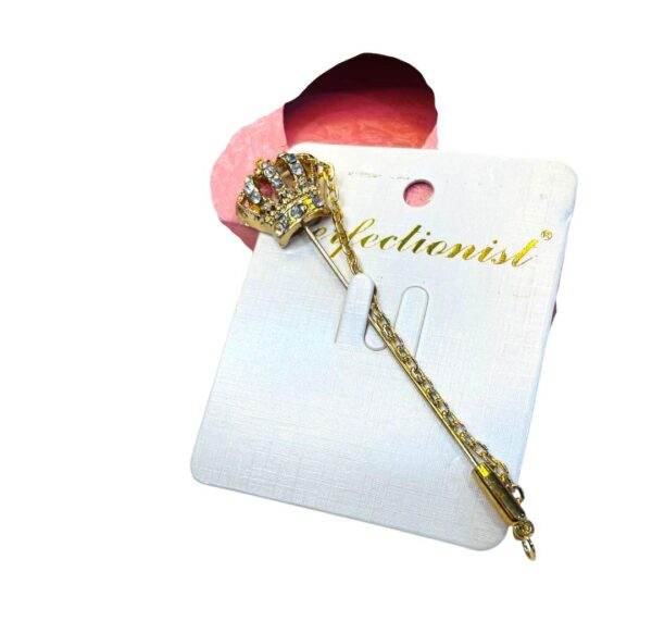 Golden Crown Rhinestone Lapel Pin for Suits & Jackets