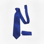 Royal Blue Solid Tie & Pocket Square Set for Men
