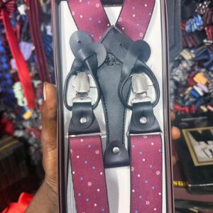 Burgundy Polka Dot Suspenders for Men - Adjustable Clips