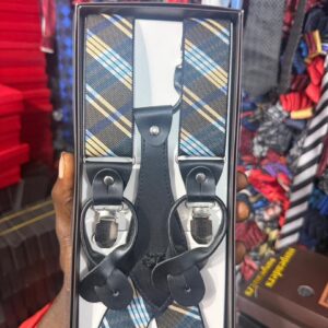 Men's Plaid Suspenders with Clip and Button Attachments
