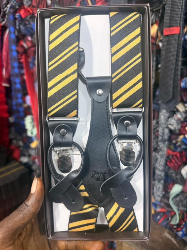 Men's Gold Striped Suspenders for Sharp, Classic Style