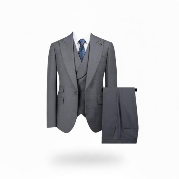 Modern Grey Three-Piece Suit for Men – Slim Fit