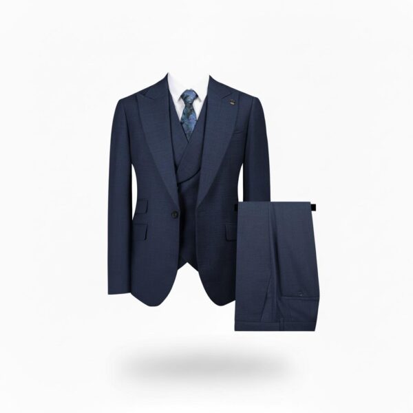 Men's Slim Fit Navy Blue Three-Piece Suit – Modern Style
