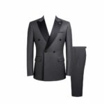 Men's Double-Breasted Gray Tuxedo Suit with Shawl Lapel 2 Men's Double-Breasted Gray Tuxedo Suit with Shawl Lapel