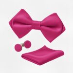 Fuchsia Pink Preston Bow Tie Set - Cufflinks & Pocket Square 1 Fuchsia Pink Preston Bow Tie Set - Cufflinks & Pocket Square