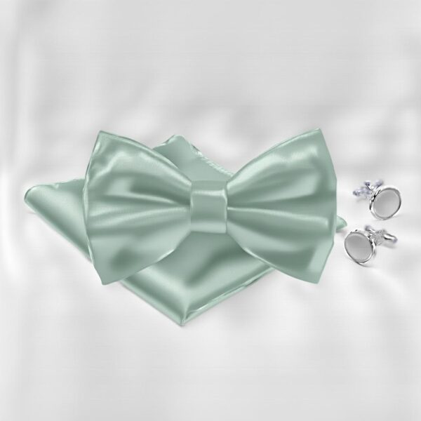 1775487266069-aly5myptava.jpg Men's Sage Green Bow Tie Set with Matching Handkerchief