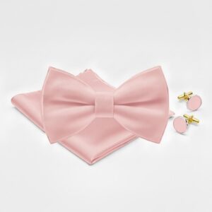 Blush Pink Bow Tie Set with Matching Handkerchief