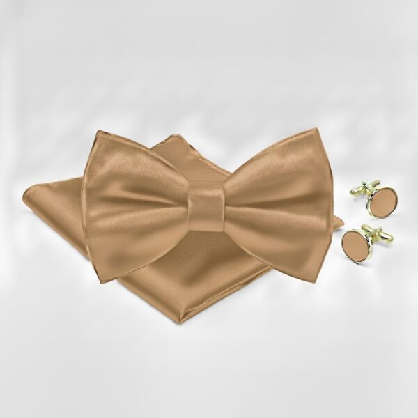 1775504729486-s2mi4j3yb3.jpg Men's Tan Bow Tie Set with Pocket Square & Cufflinks