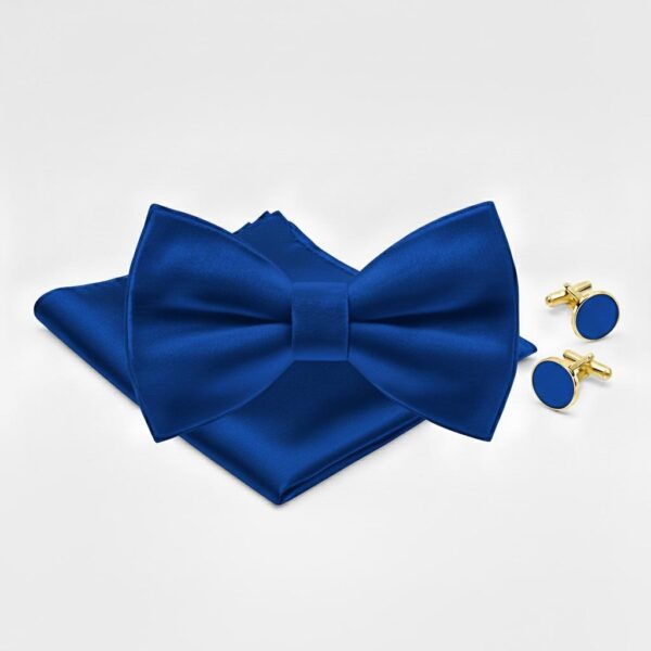 Royal Blue Satin Bow Tie & Cufflinks Set for Men