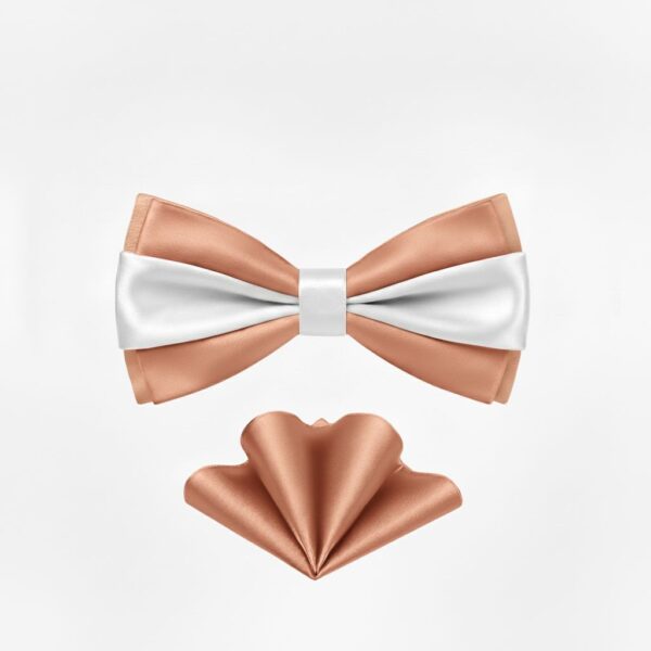 1775506019338-144cmf5b7r8.jpg Rose Gold Bow Tie & Pocket Square Set, Stacked Design