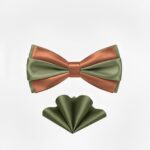 TSH Stacked Bow Tie & Pocket Square Set – Rust & Sage