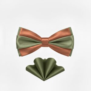 TSH Stacked Bow Tie & Pocket Square Set – Rust & Sage