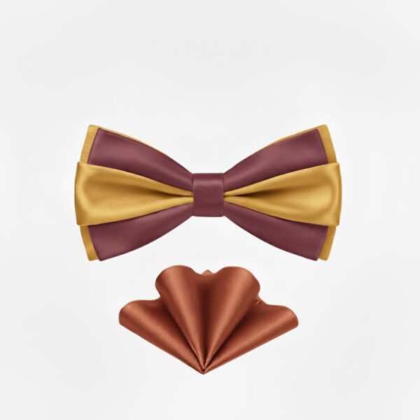 TSH Stacked Bow Tie & Copper Pocket Square Set