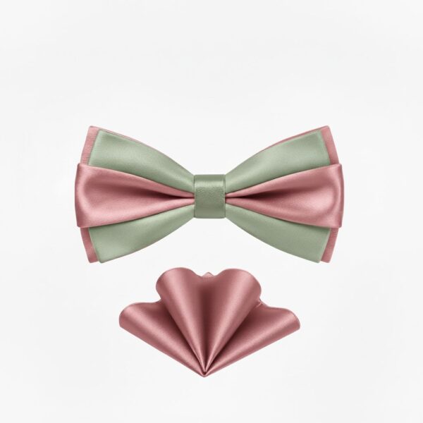 TSH Stacked Bow Tie Set - Pink & Green Satin Finish