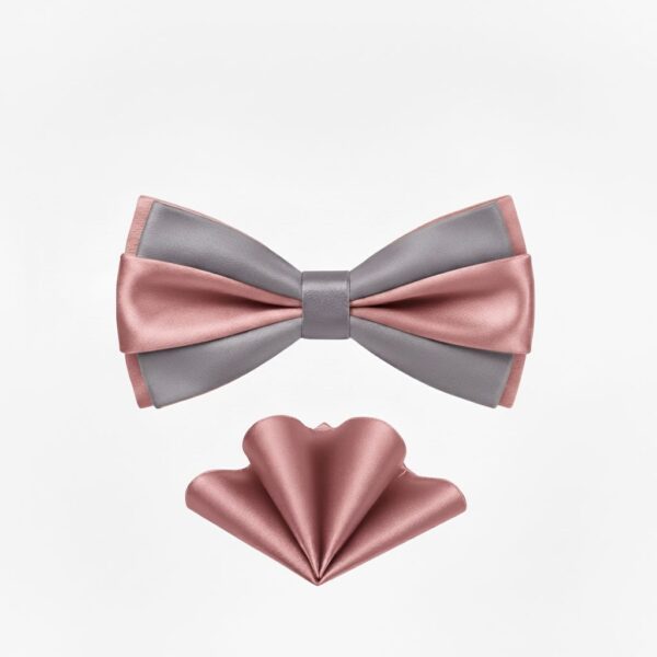 1775506193822-kvl5cn4tgyd.jpg TSH Stacked Bow Tie Set - Pink & Grey Mens Formal Wear