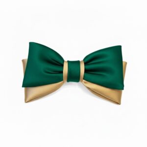Men's Emerald Green & Gold Layered Silk Bow Tie
