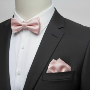Child's Rose Pink Bowtie & Pocket Square Set