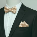 Kids Gold Bow Tie & Pocket Square Set for Special Events