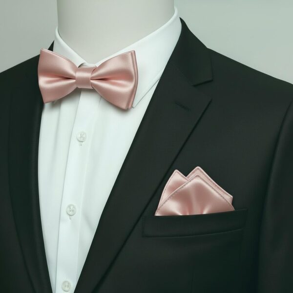 Children's Pink Bow Tie & Pocket Square Set for Events
