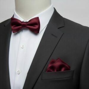 Children's Maroon Bow Tie & Pocket Square Set - Pre-Tied