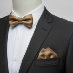 Kids' Gold Bow Tie & Pocket Square Set for Special Events