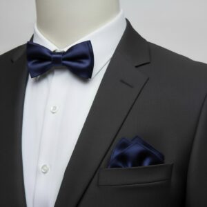 Children's Navy Blue Bow Tie & Matching Pocket Square Set