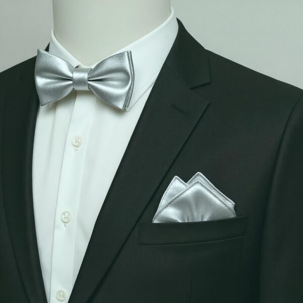 1775719141958-hlnioaprtfj.jpg Children's Silver Bowtie & Pocket Square Set
