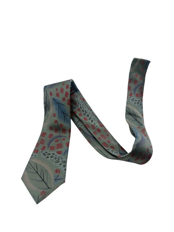 1775747258631-dxs11u3nwqm.jpg Men's Gray & Red Geometric Leaf Pattern Necktie