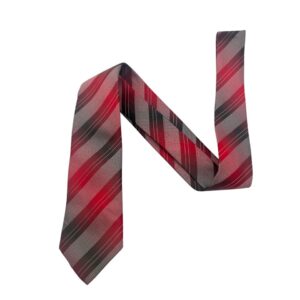 Men's Red Striped Tie with Modern Grey Accents