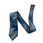 Blue Striped Silk Tie with Floral Pattern Design 2 Blue Striped Silk Tie with Floral Pattern Design