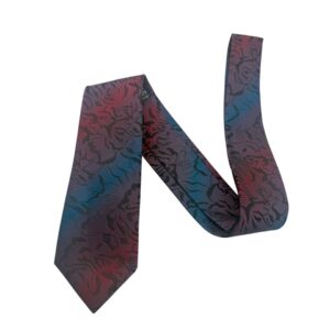 Men's Abstract Silk Tie - Burgundy & Teal Waves