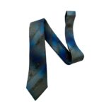 Men's Blue Patterned Tie with Geometric & Floral Design