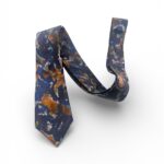 Men's Abstract Art Print Dark Blue Silk Tie