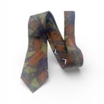 Men's Abstract Patterned Silk Tie | Green & Brown