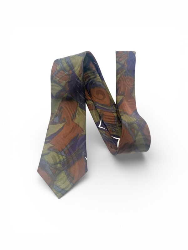 Men's Abstract Patterned Silk Tie | Green & Brown